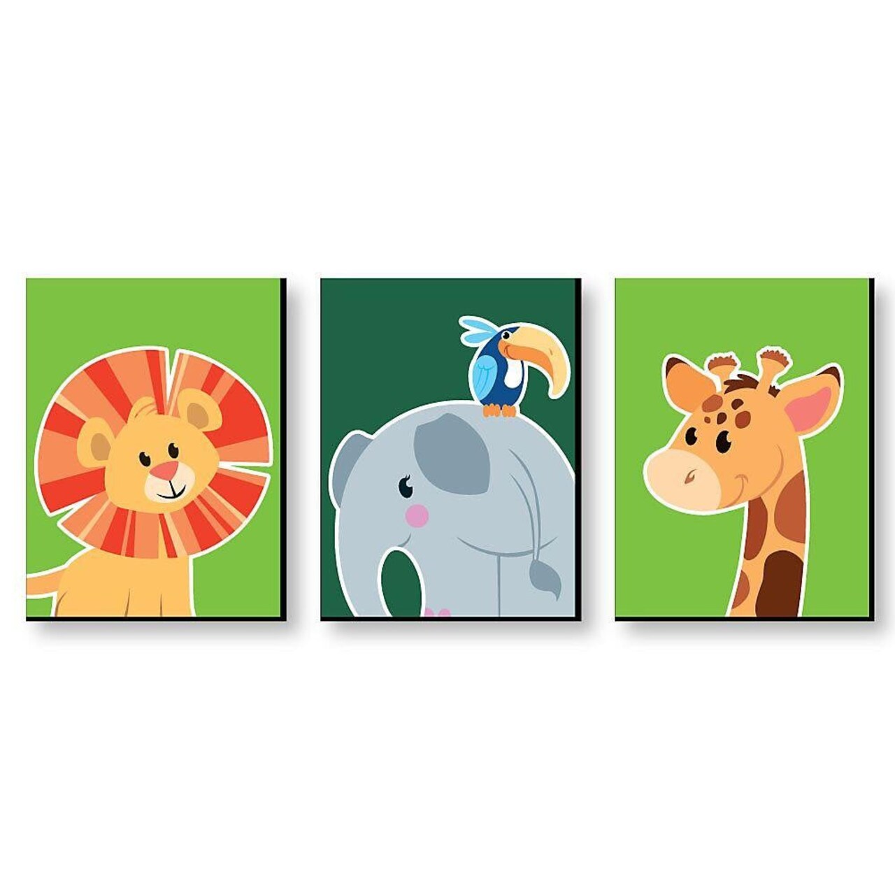 Big Dot of Happiness Jungle Party Animals - Safari Zoo Animal Nursery Wall Art and Kids Room Decor - Gift Ideas - 7.5 x 10 inches - Set of 3 Prints